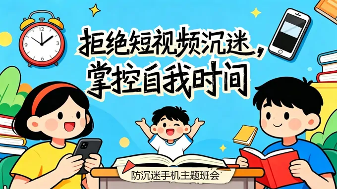 拒绝短视频沉迷，掌控自我时间课件防沉迷手机主题班会PPT含讲稿之动态PPT模板