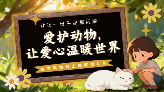 保护动物认识动物主题班会PPT世界动物日含讲稿之世界动物日ppt模板