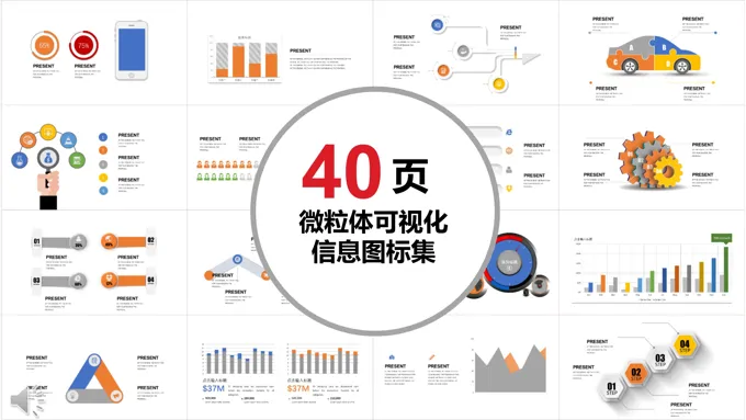 40套微粒体可视化信息PPT图表合集