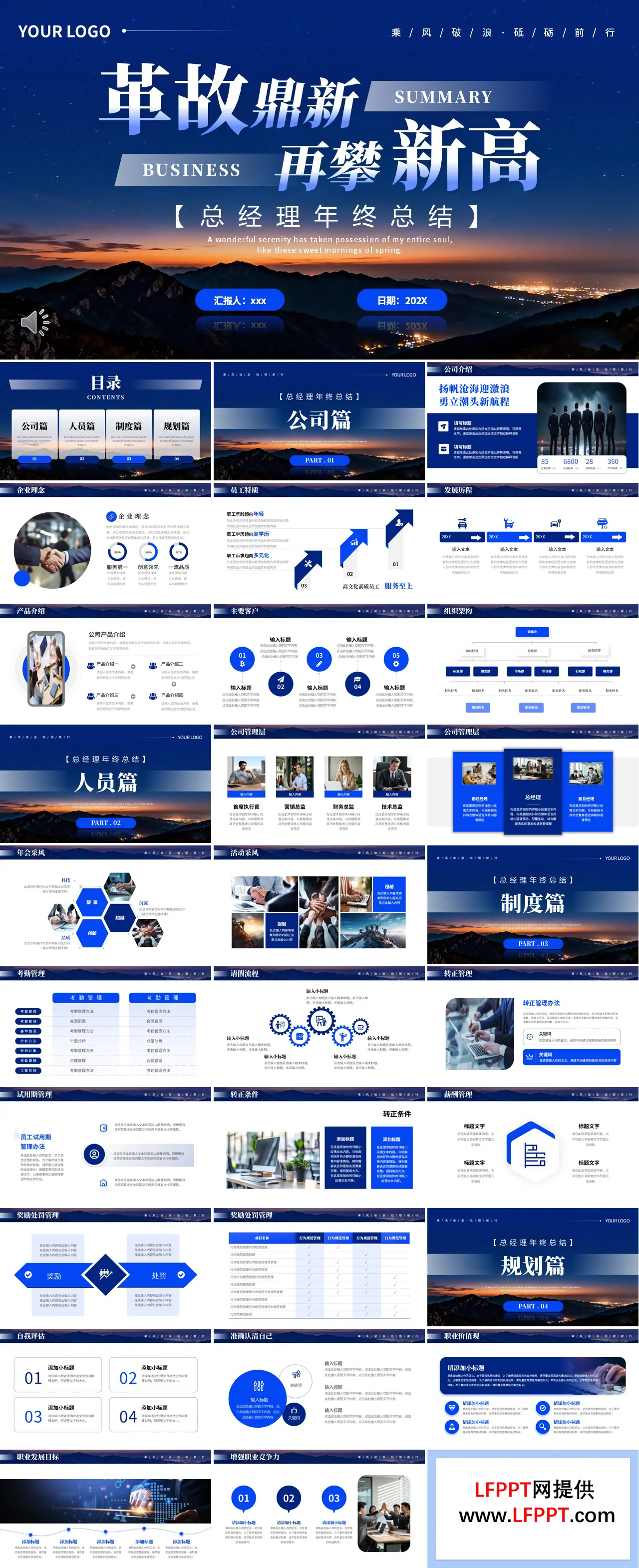 总经理年终总结PPT模板（无内容）