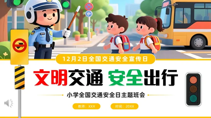 交通安全文明出行小学生交通安全日主题班会教育ppt含讲稿
