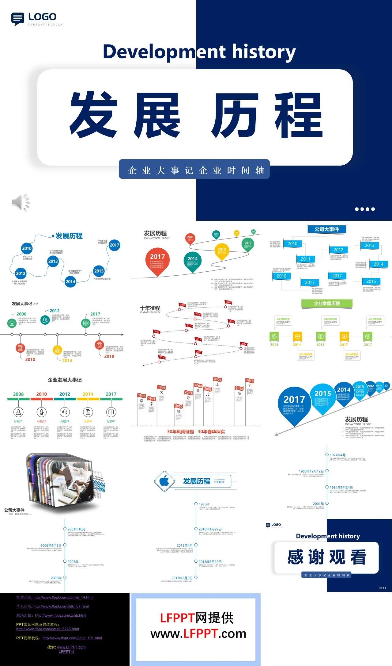 公司发展历程企业大事记企业时间轴动态PPT（无内容）