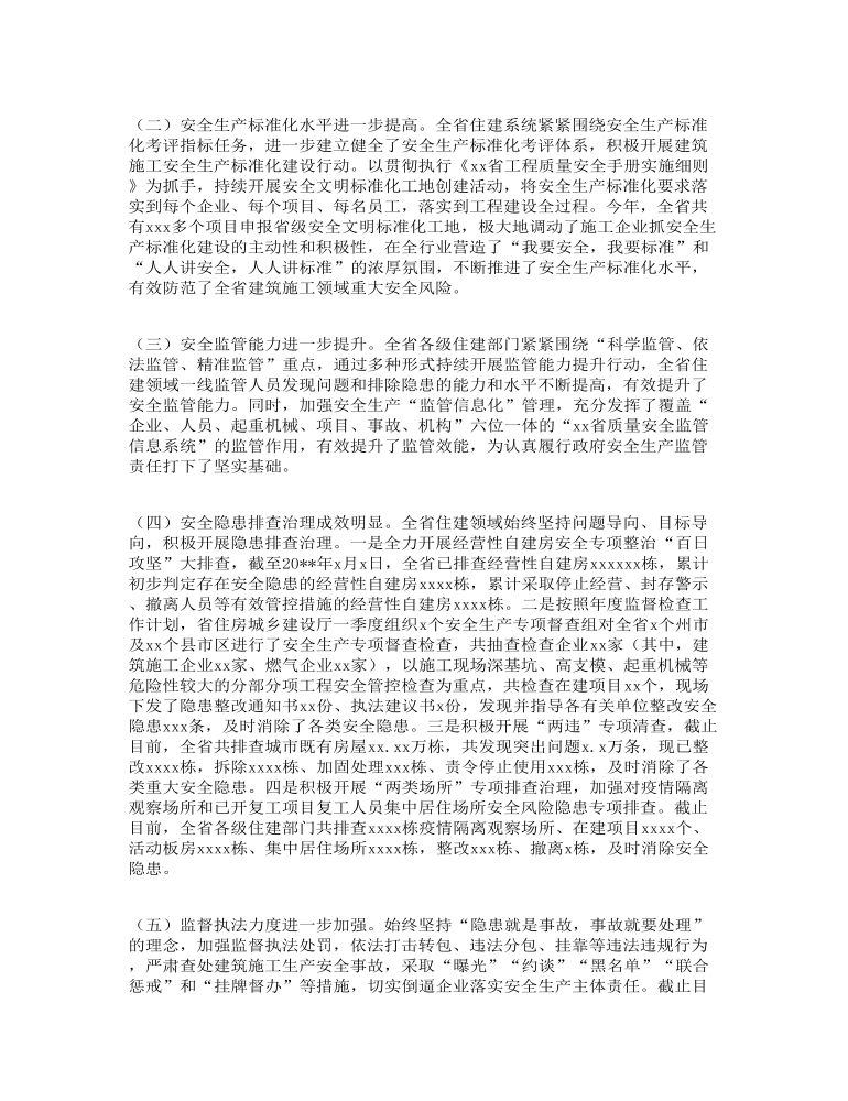 省长在全省住建系统“安全生产月”活动启动会上的讲话范文