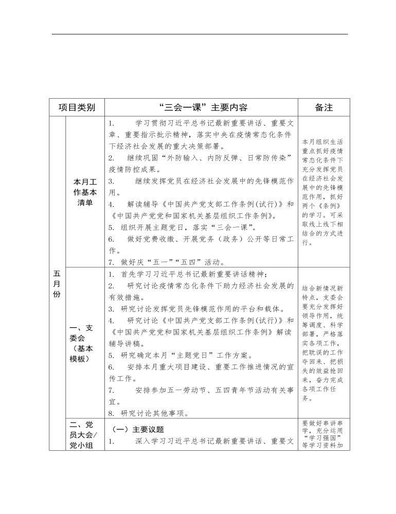 党支部“三会一课”工作计划