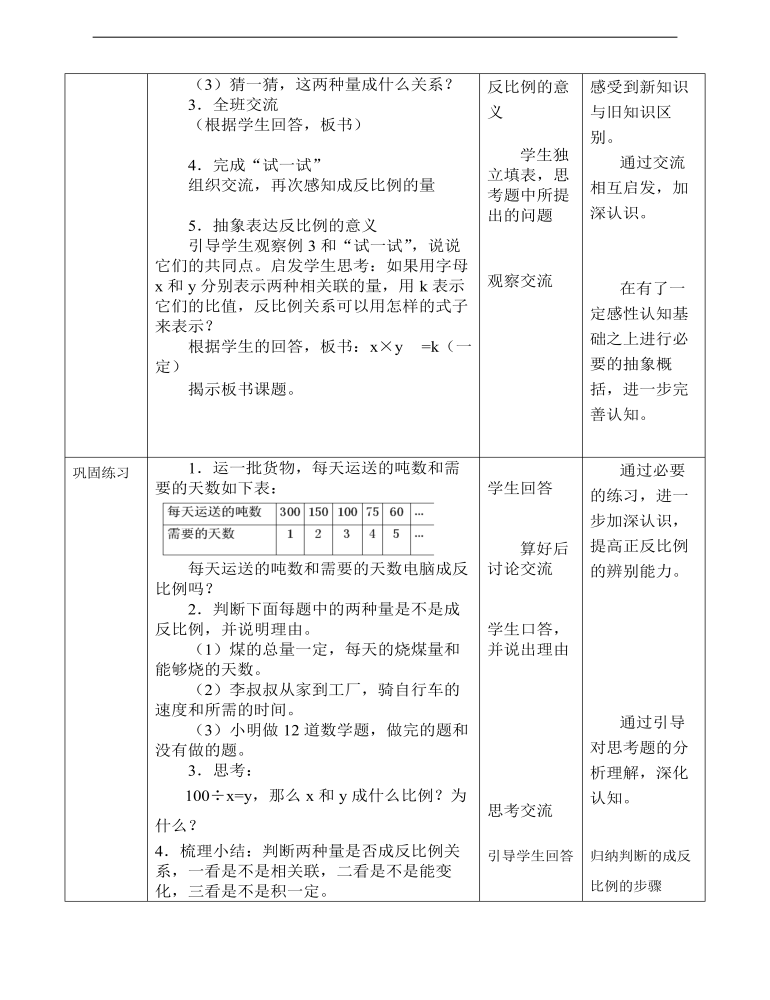 小学数学苏教版六年级下册《第六单元第三课反比例关系、反比例量》教学设计说课稿