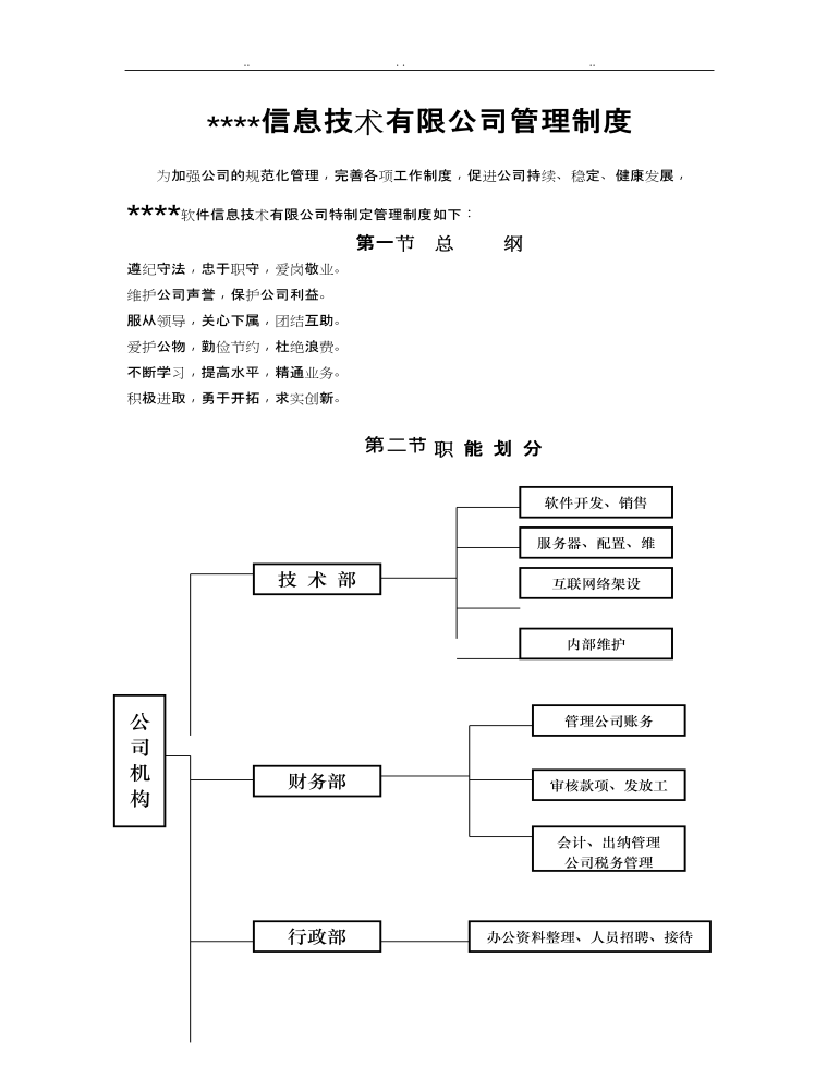 公司管理制度（适用于信息技术公司）