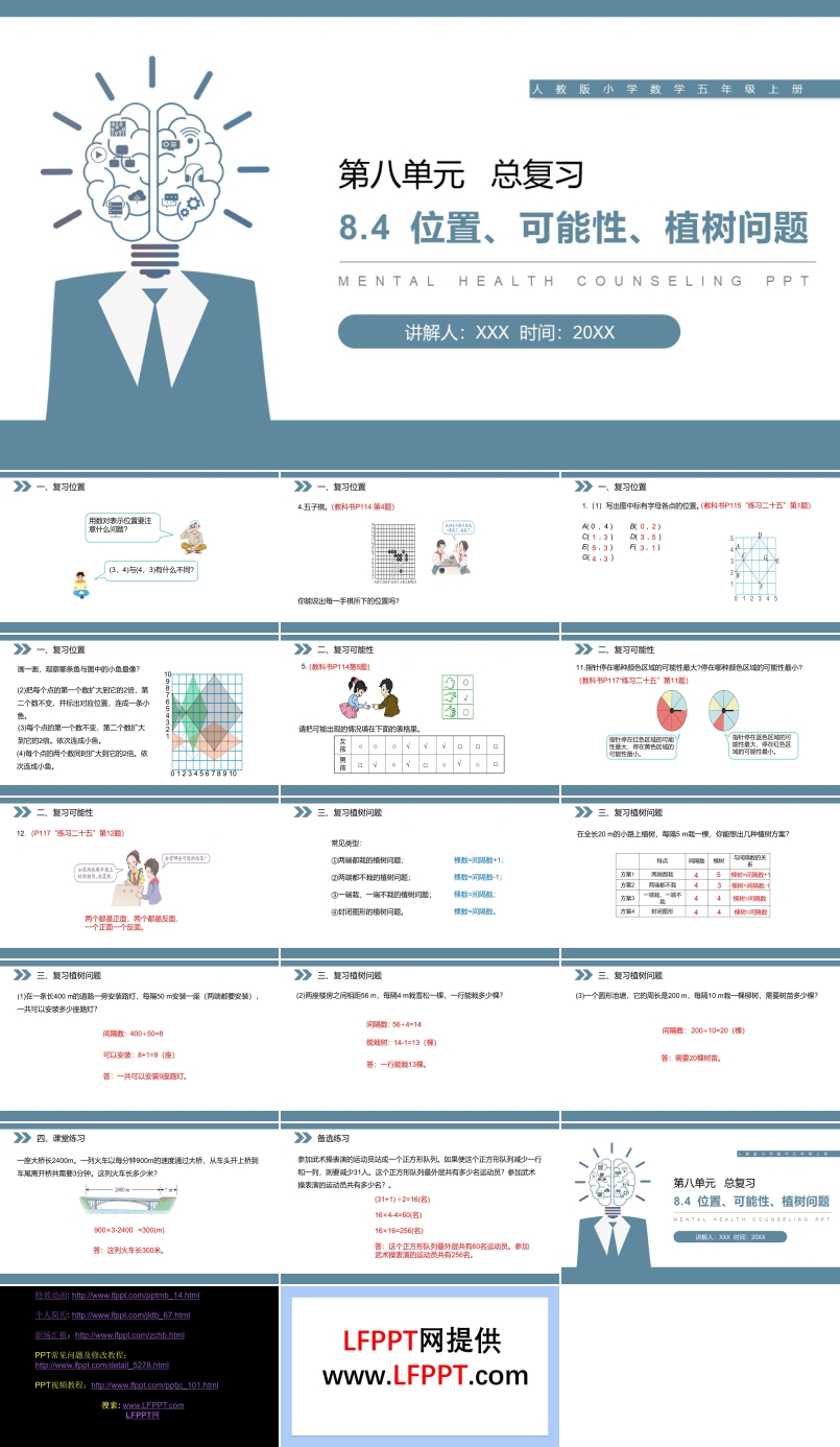 《位置、可能性、植树问题》人教版小学数学五年级上册PPT课件