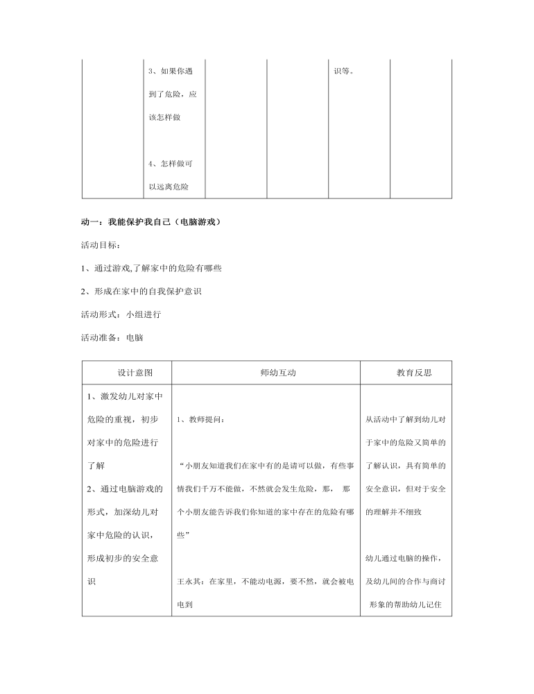 中班安全主题活动教案：家里的危险