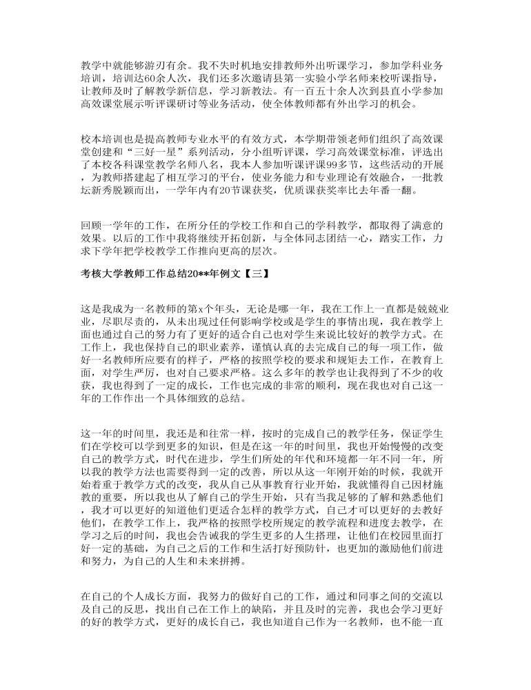 考核大学教师工作总结