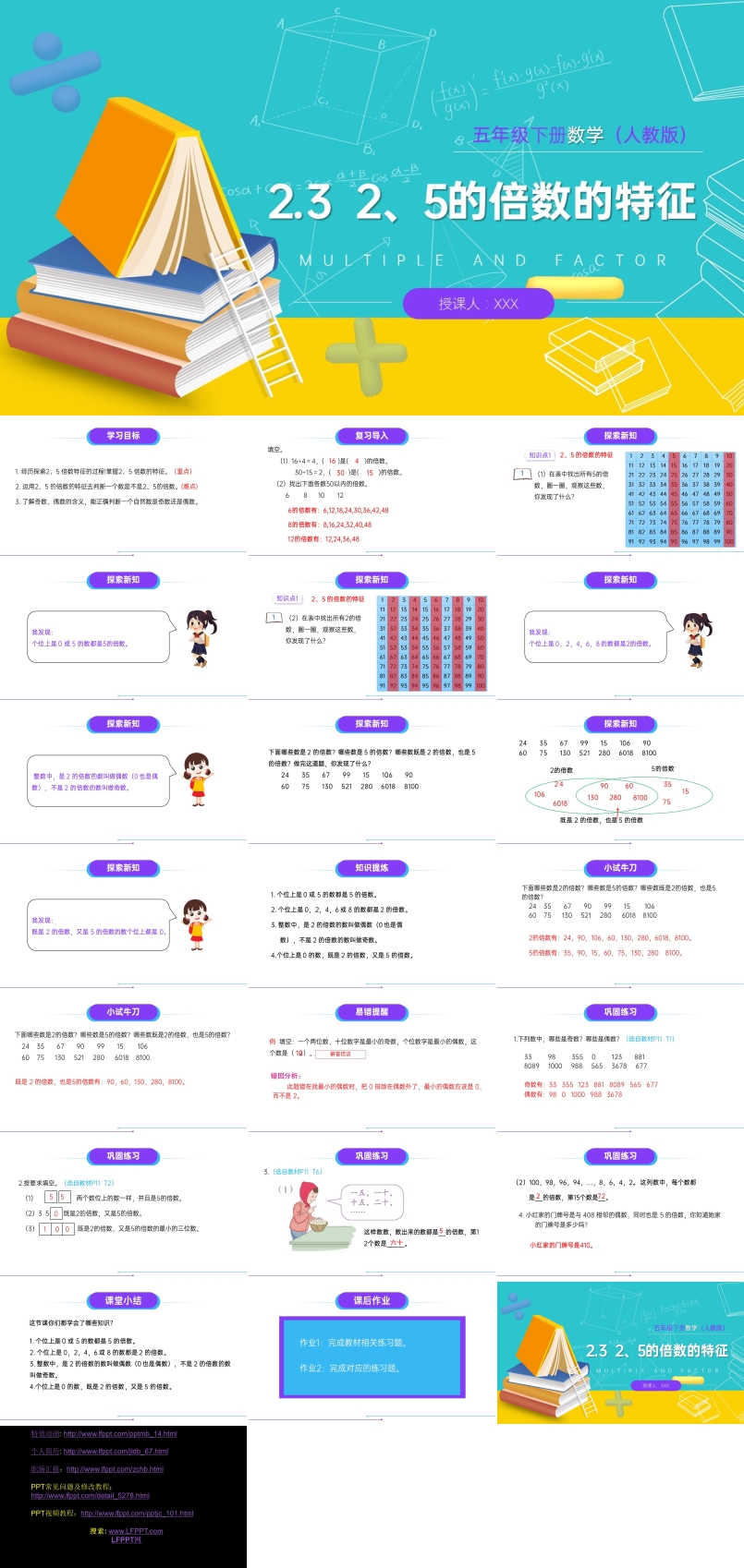 《2、5的倍数的特征》人教版小学数学五年级下册PPT课件（第3课时）