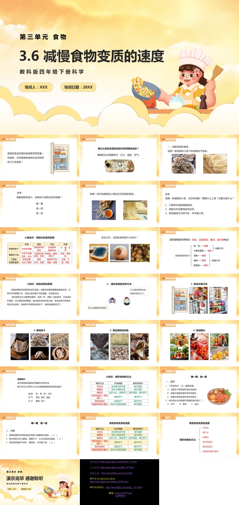 教科版四年级下册减慢食物变质的速度课件PPT模板