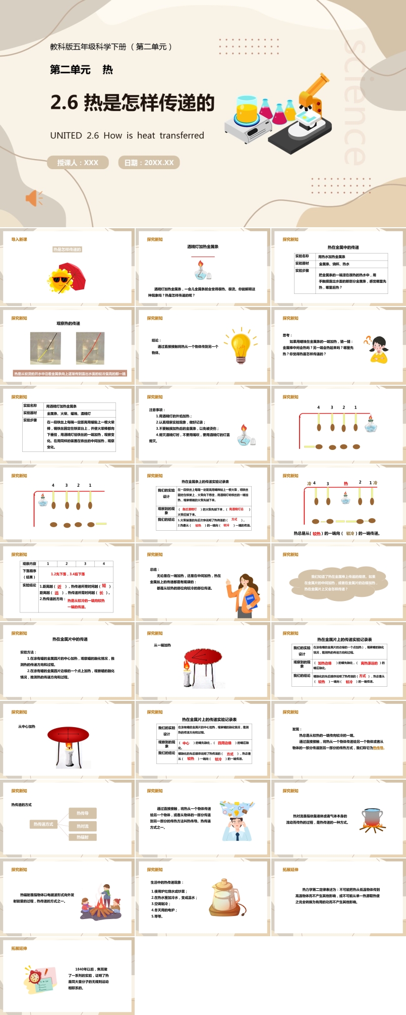 教科版五年级科学下册热是怎样传递的课件PPT模板