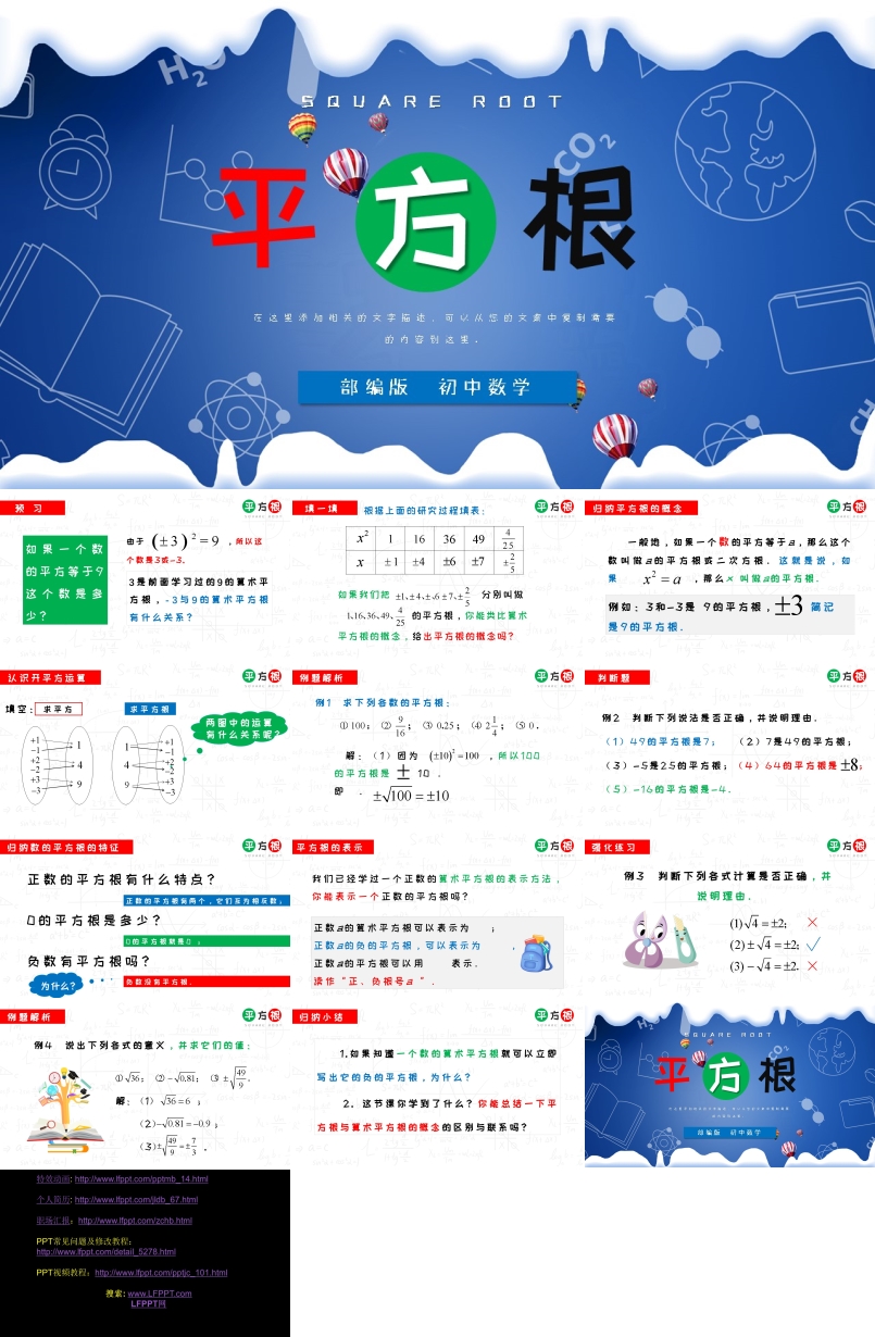 初中数学部编版七年级《平方根》PPT课件