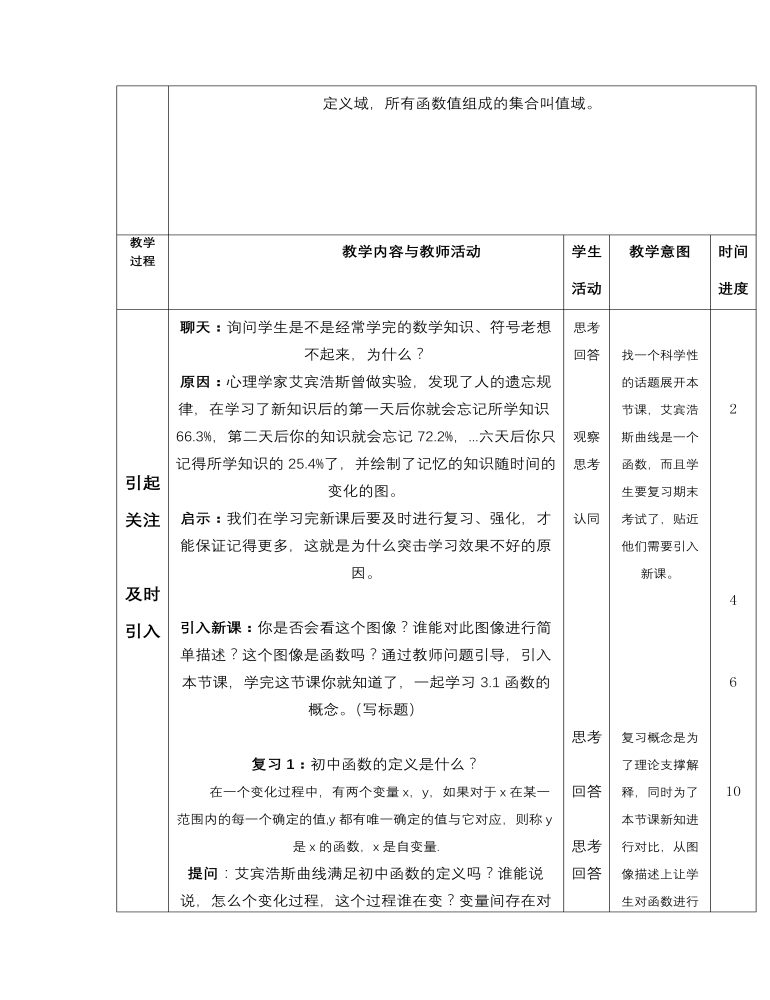 【高教版】中职数学基础模块上册：3.1《函数的概念及表示法》优秀教案