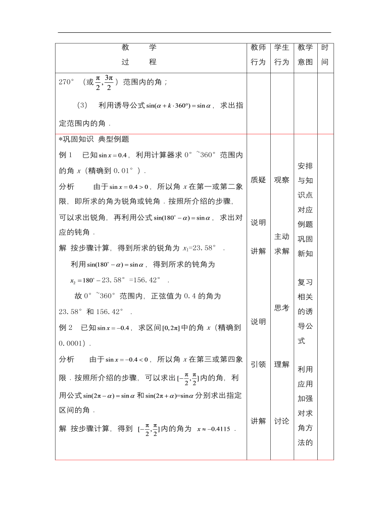 【高教版】中职数学基础模块上册：5.7《已知三角函数值求角》优秀教案