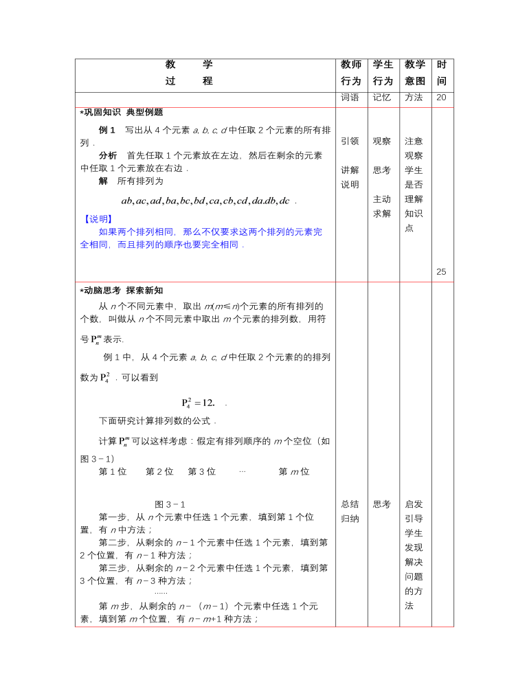 【高教版】中职数学拓展模块：3.1《排列与组合》优秀教学设计