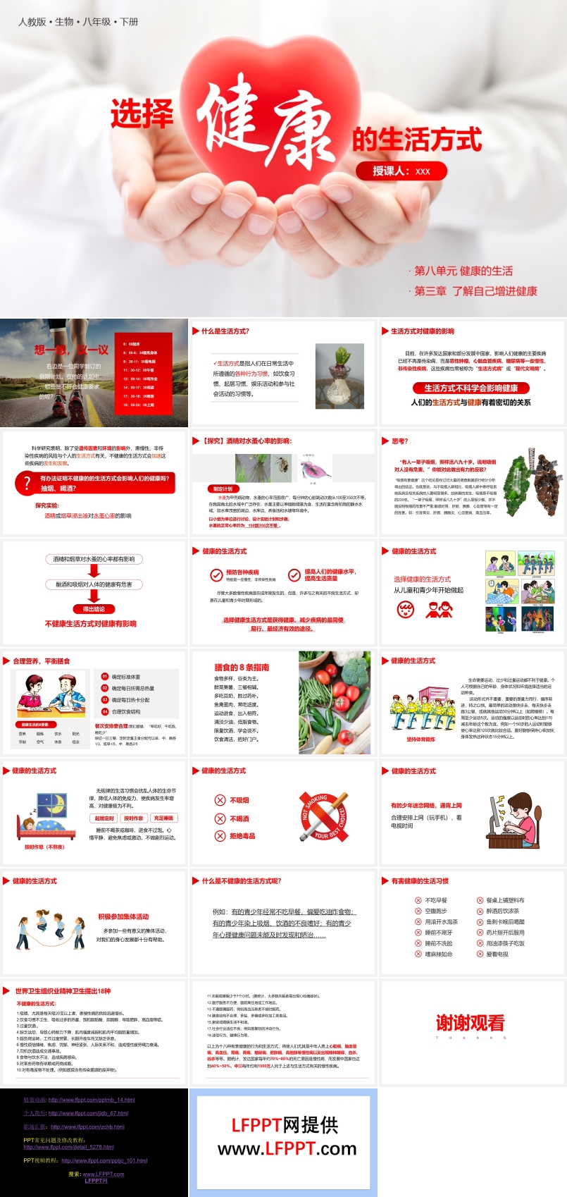 人教版八年级生物下册选择健康的生活方式PPT课件模板