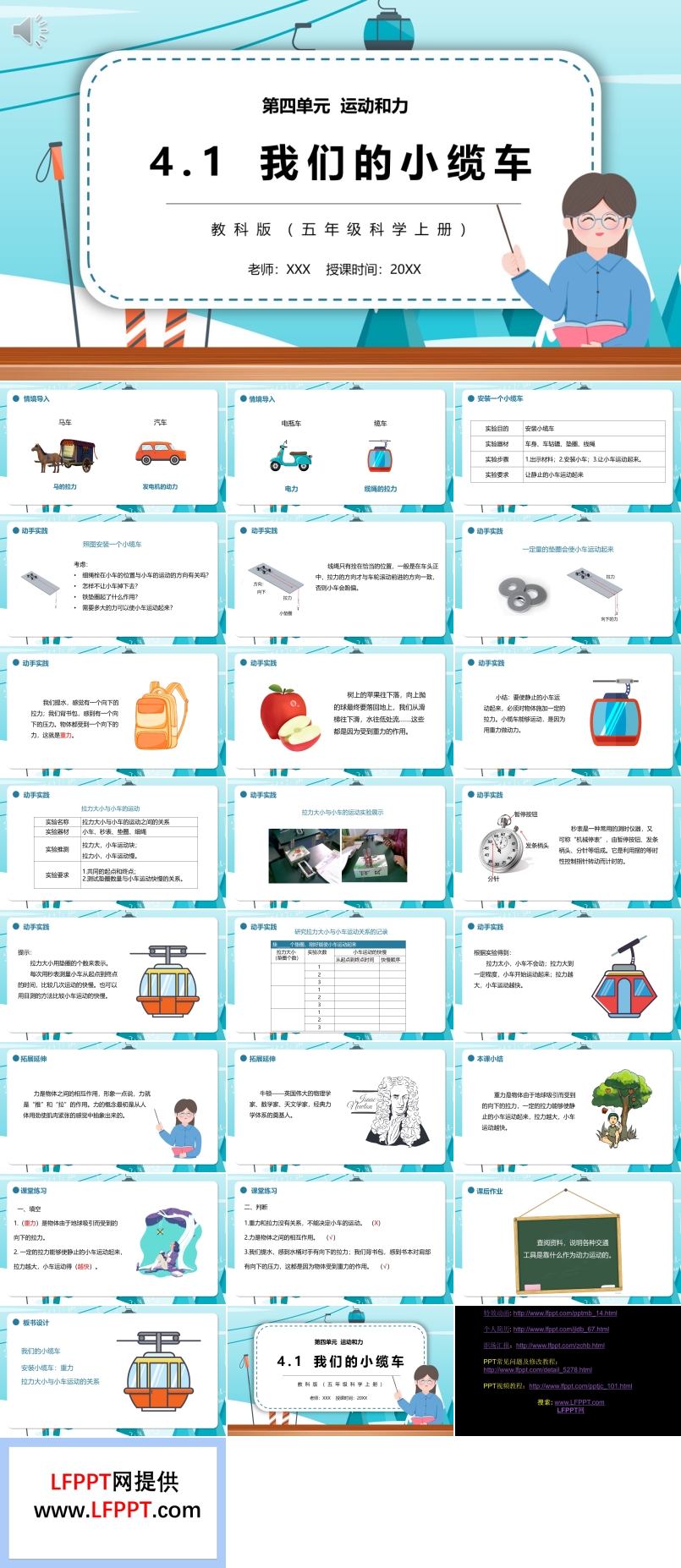 我们的小缆车PPT课件模板教科版五年级科学上册