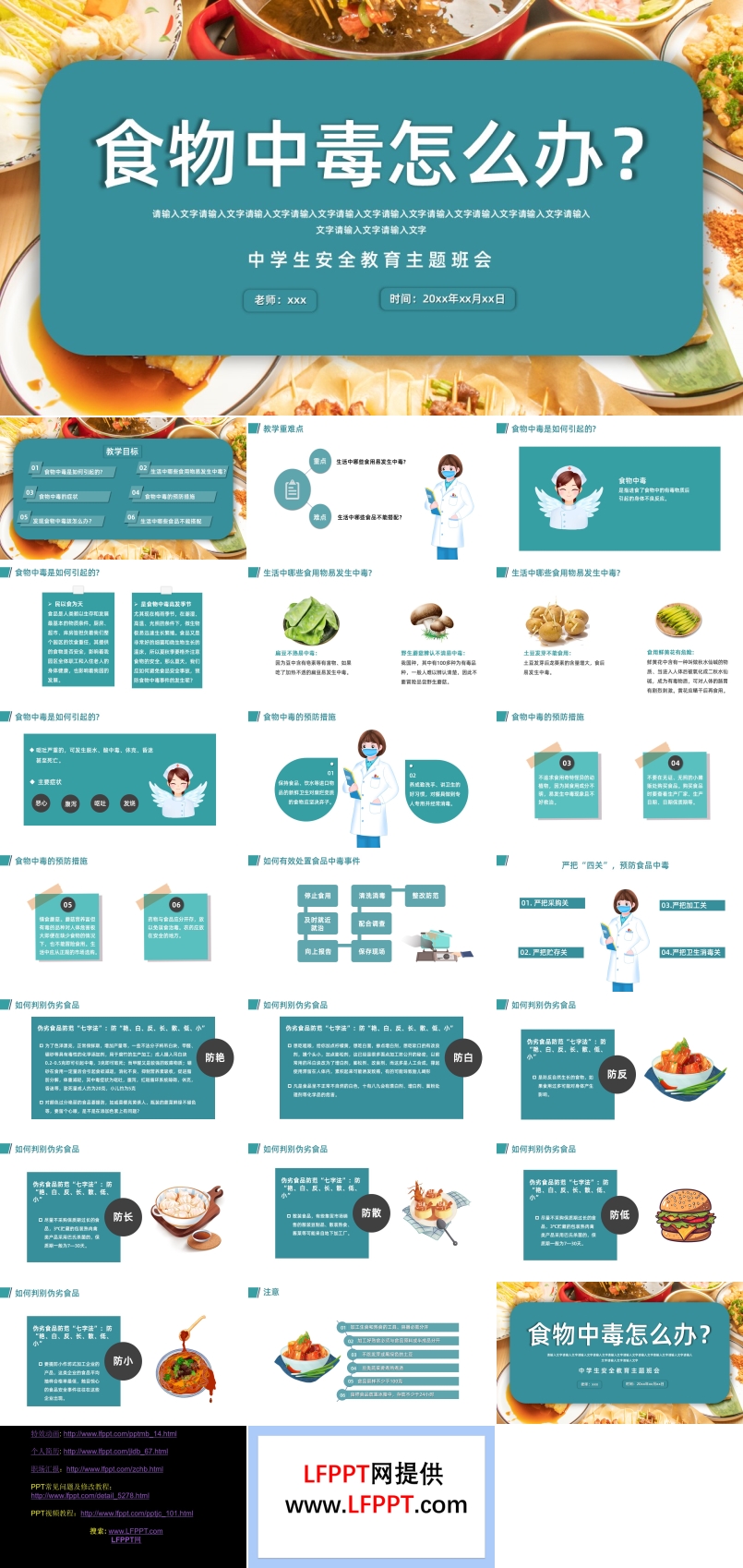 食物中毒怎么办食物中毒安全教育PPT课件模板