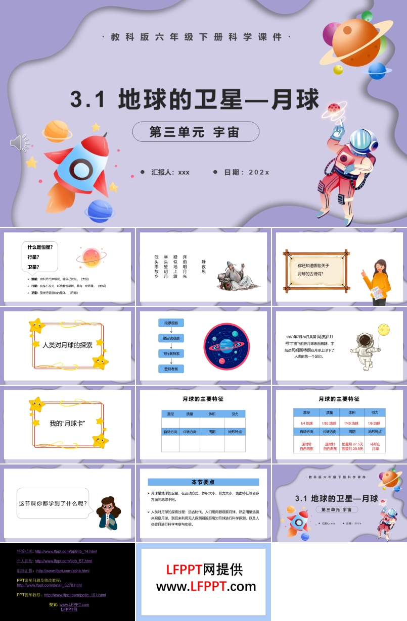 地球的卫星—月球课件PPT模板教科版六年级科学下册