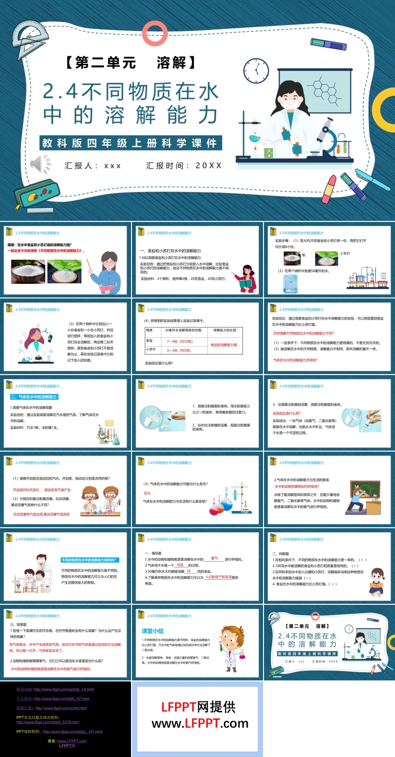 不同物质在水中的溶解能力课件PPT模板教科版四年级科学上册
