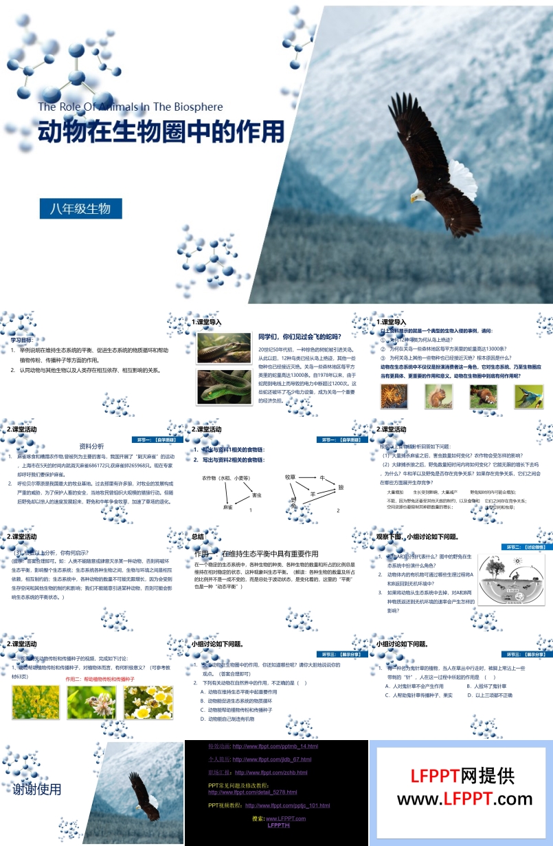 动物在生物圈中的作用PPT课件模板部编版八年级生物上册