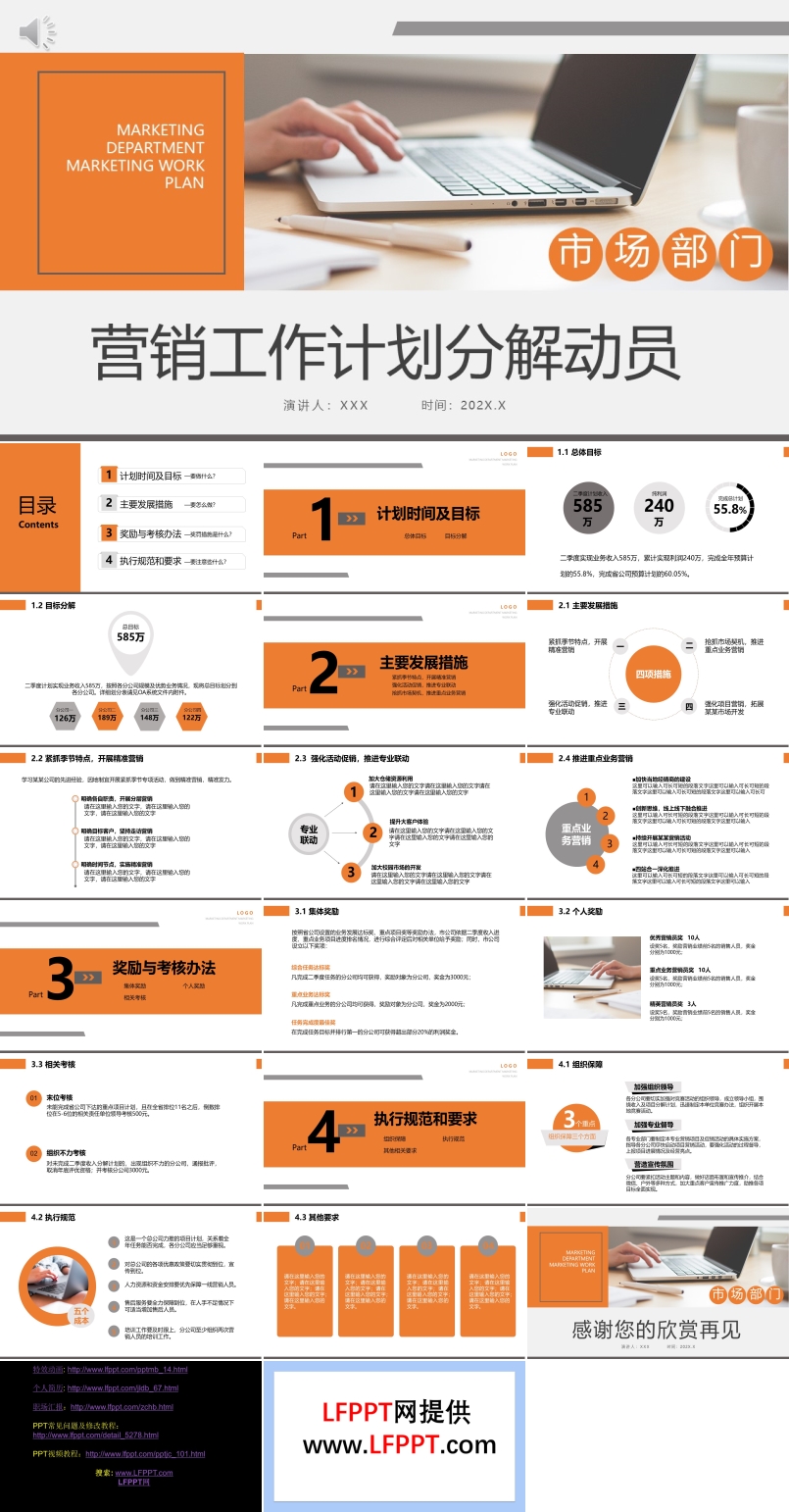 营销工作计划分解动员PPT模板