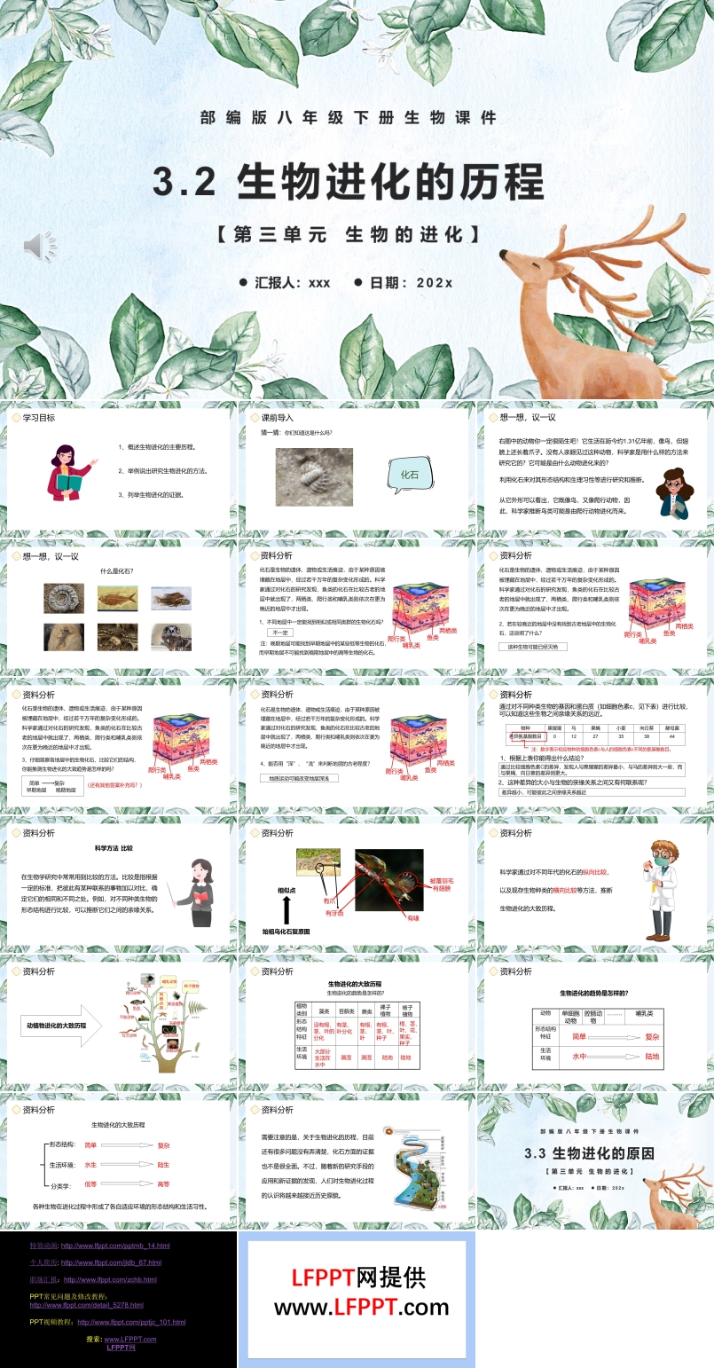 生物进化的历程课件PPT模板部编版八年级生物下册