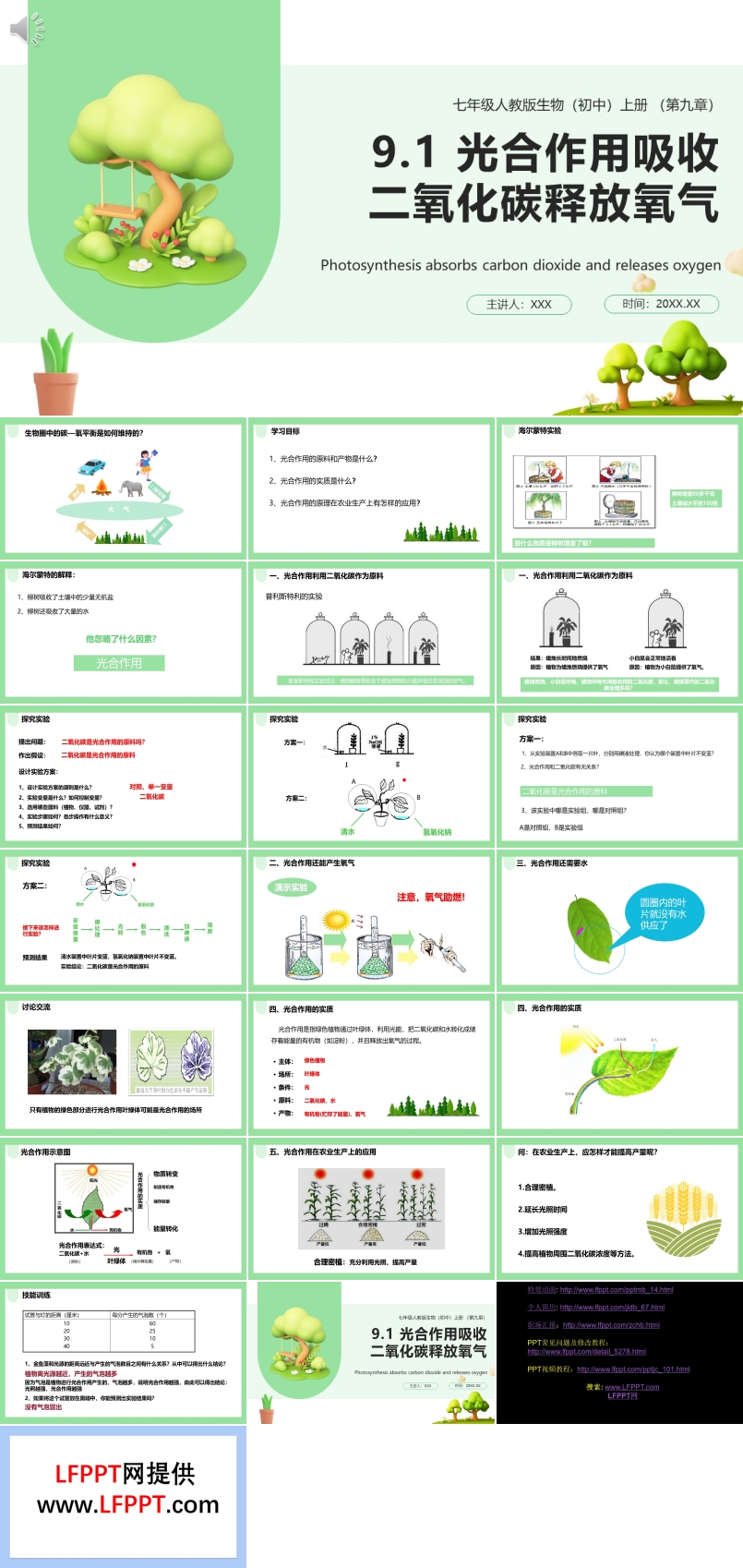 光合作用吸收二氧化碳释放氧气课件PPT模板部编版七年级生物上册