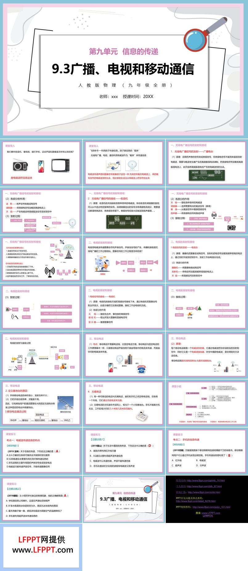 广播、电视和移动通信课件PPT模板部编版九年级物理全册