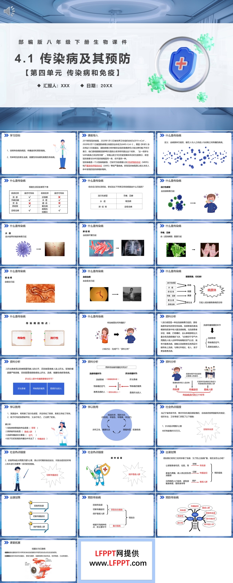 传染病及其预防课件PPT模板部编版八年级生物下册