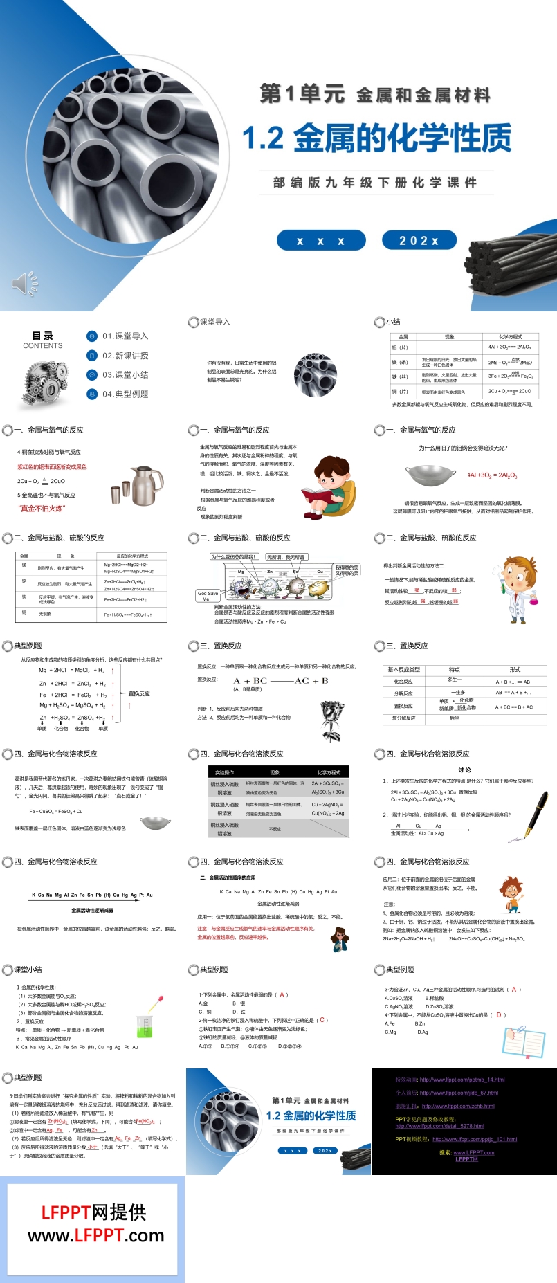 部编版九年级化学下册金属的化学性质课件PPT模板