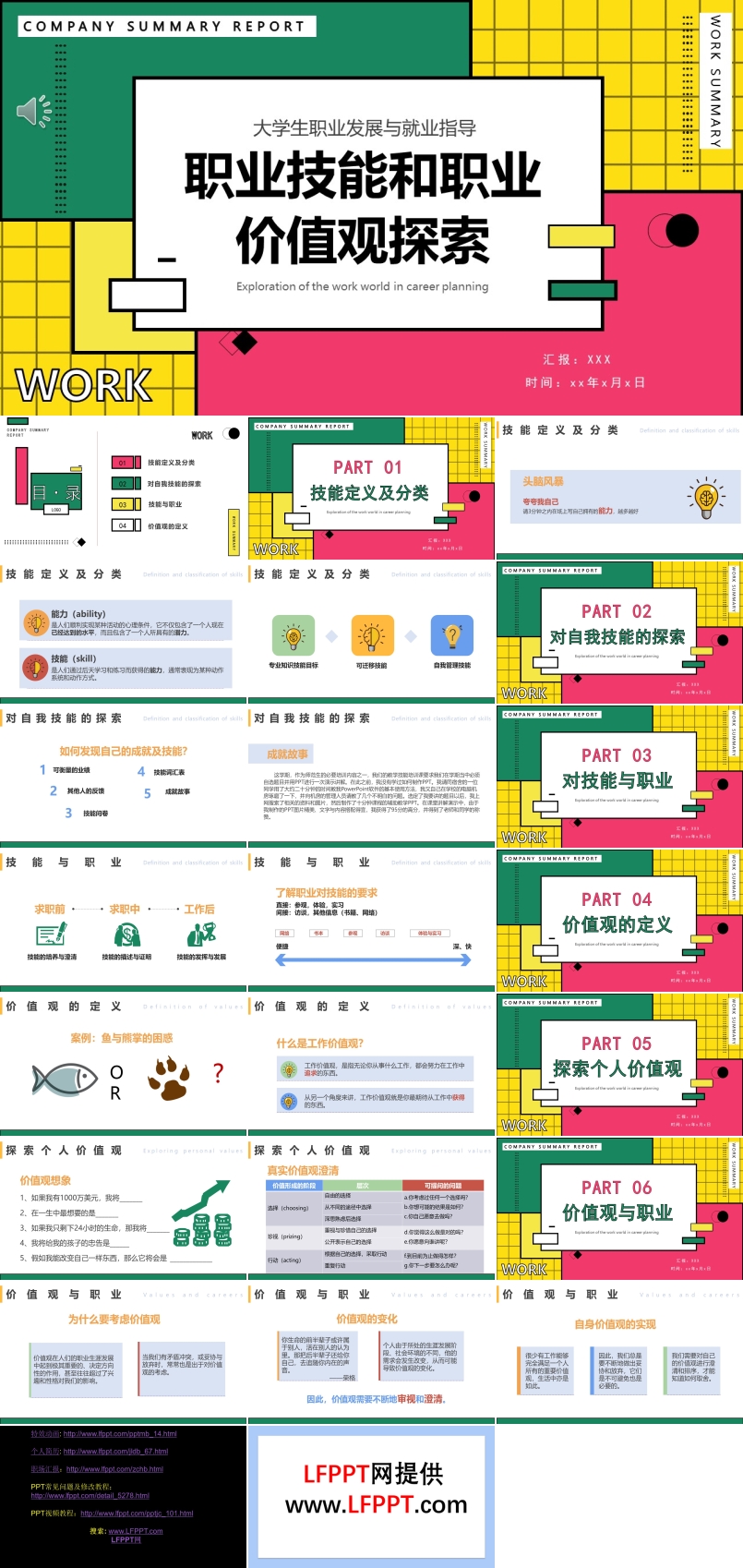 大学生职业发展与就业指导职业技能和职业价值观探索PPT课件模板