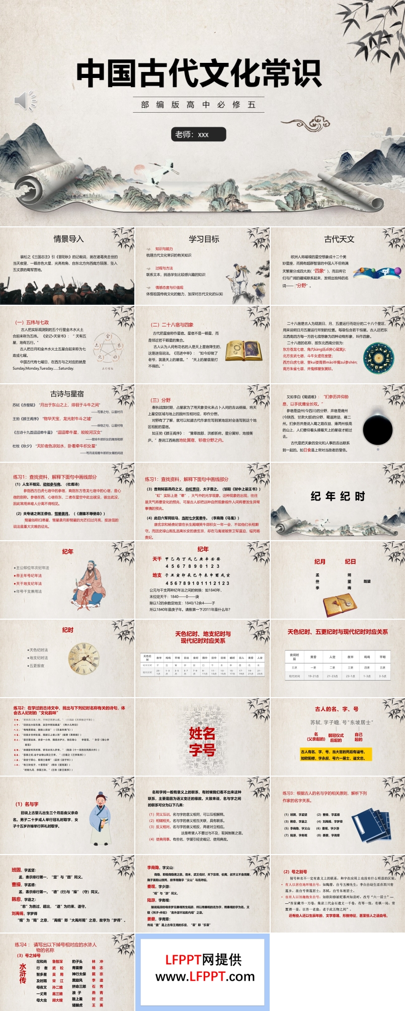 部编版高中语文必修五中国古代文化常识课件PPT模板