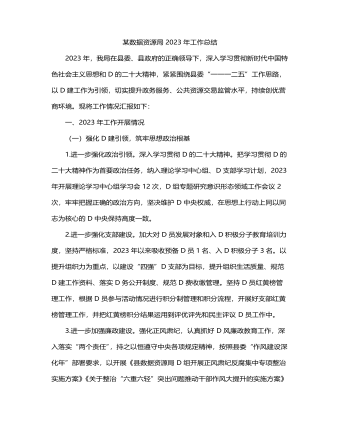 某数据资源局2023年工作总结