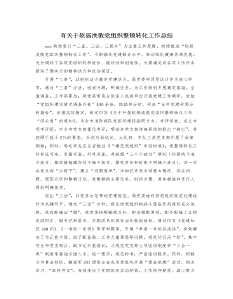 有关于软弱涣散党组织整顿转化工作总结