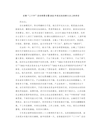 在镇“三个年”活动部署会暨2022年度总结表彰大会上的讲话