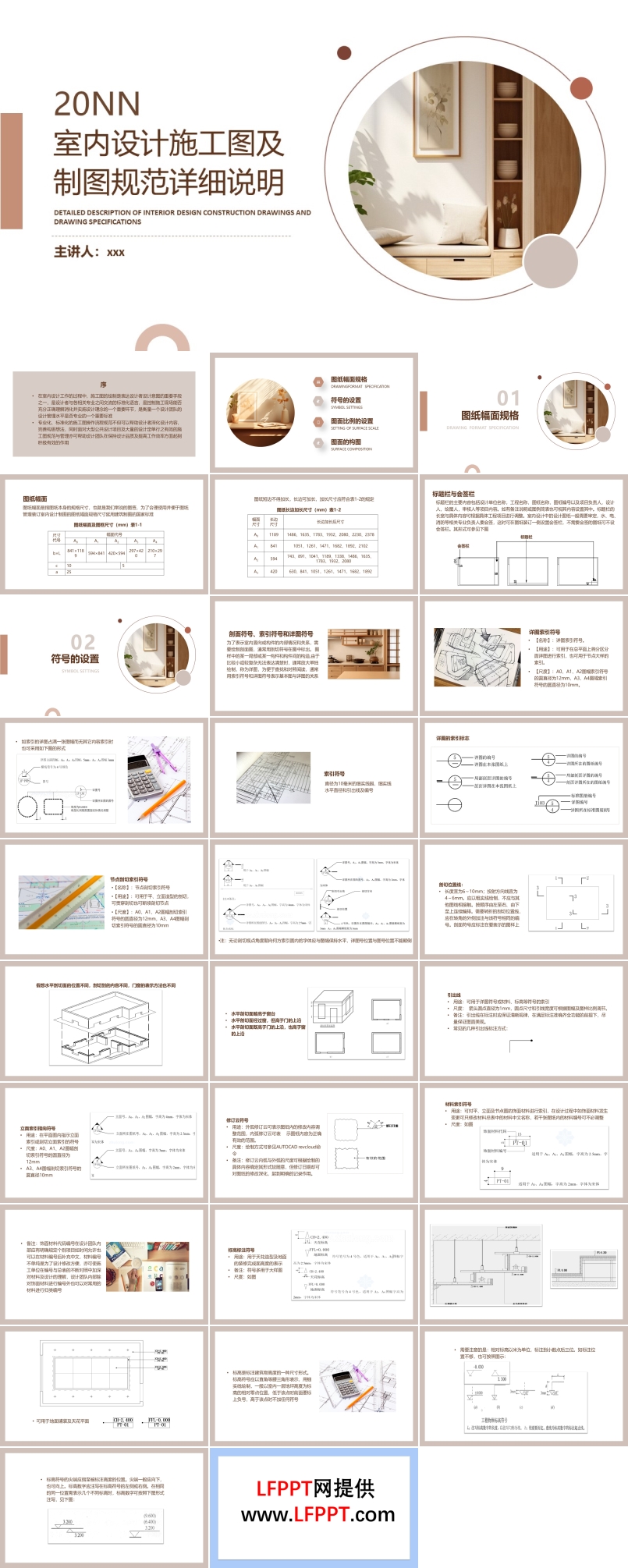 室内设计施工图详细说明及制图规范说明课件PPT模板