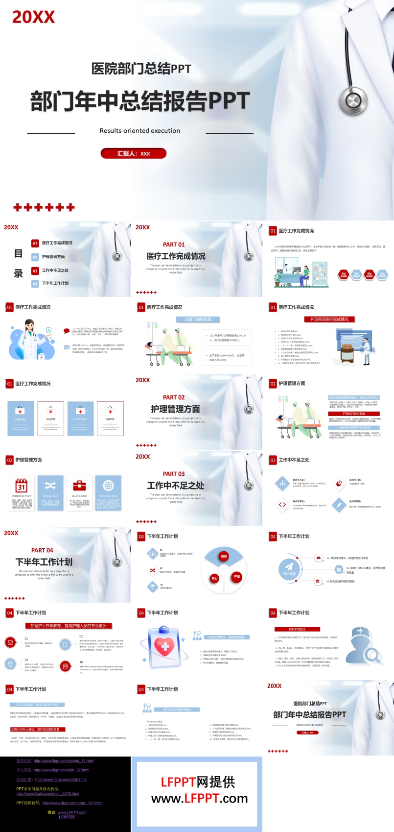 医院年中工作总结PPT模板