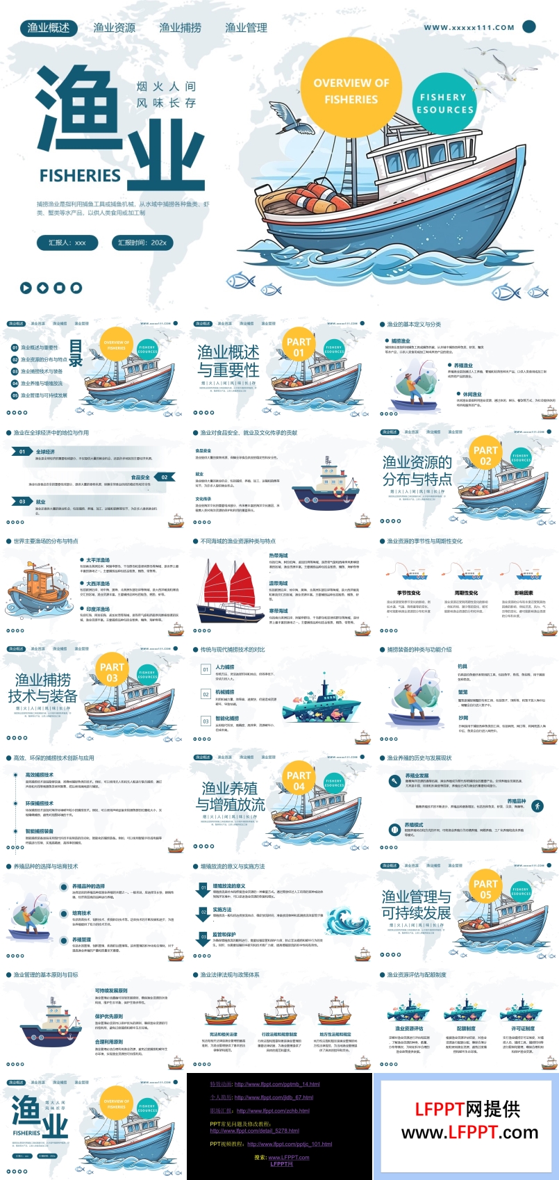 水产海鲜渔业养殖模板PPT动态模板