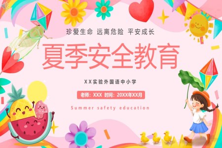 夏季安全教育学习PPT课件模板