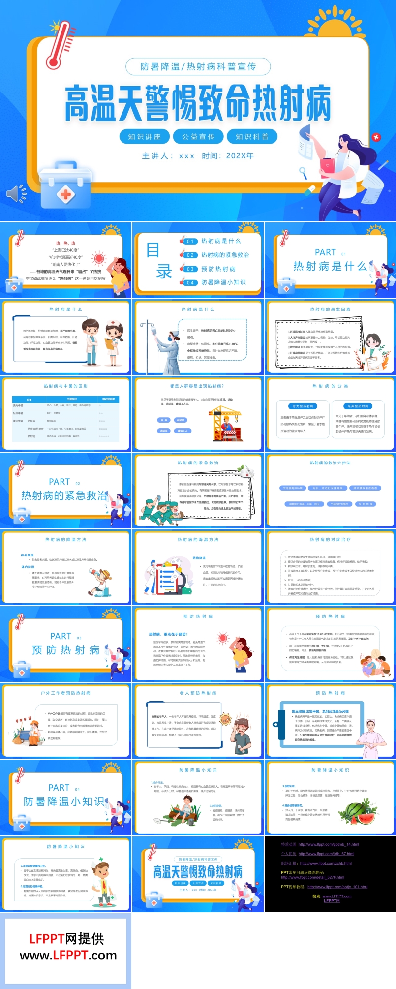 夏季高温防暑热射病科普宣传PPT模板