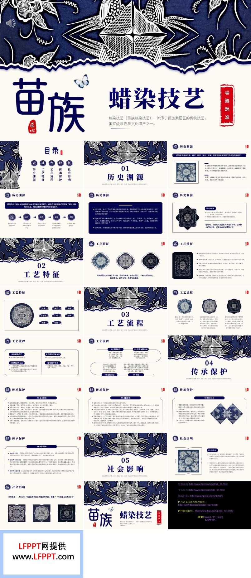 中国风非遗文化介绍苗族蜡染PPT课件