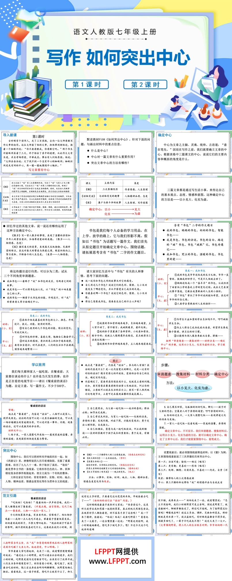 语文人教版七年级上册写作如何突出中心PPT课件含教案