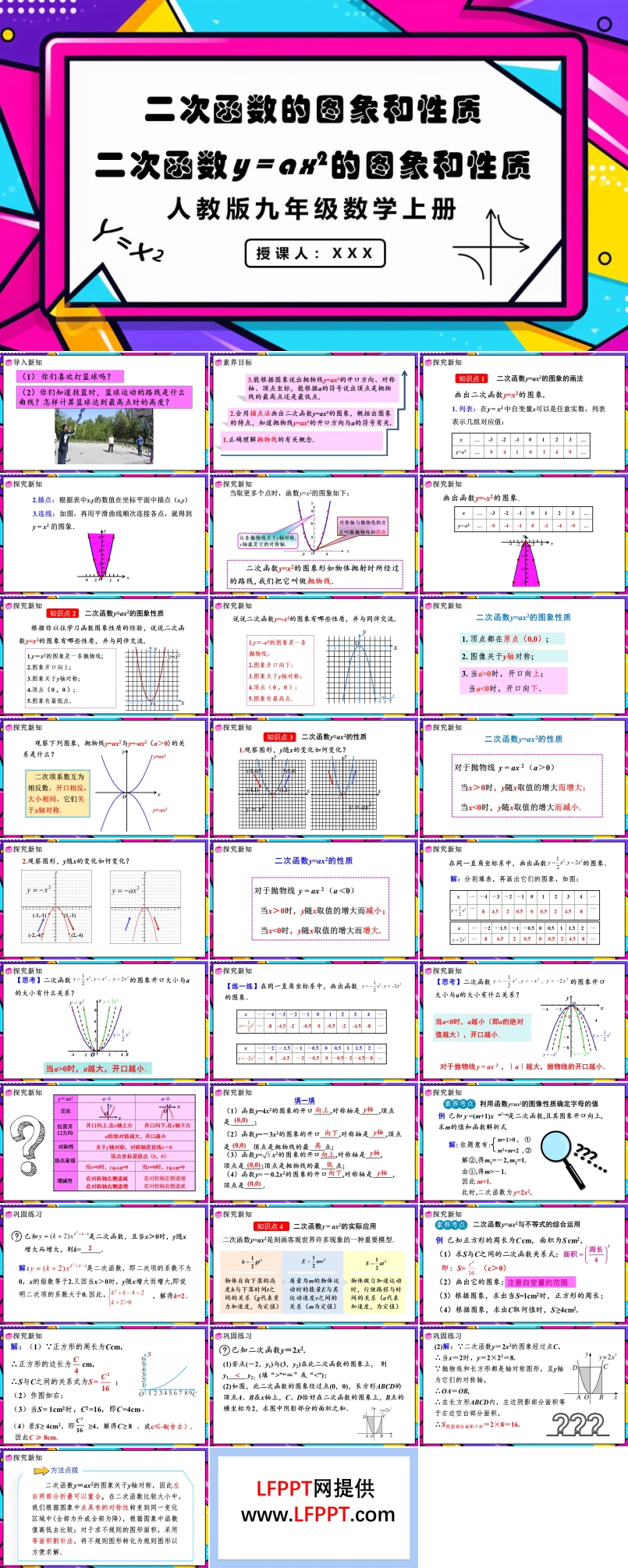 二次函数y=ax2的图象和性质人教版数学九年级上册PPT课件含教案