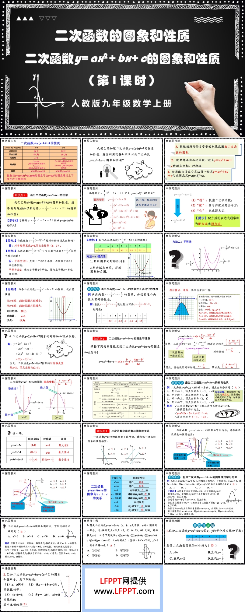 二次函数y=ax²+bx+c的图象和性质 （第1课时）人教版数学九年级上册PPT课件含教案