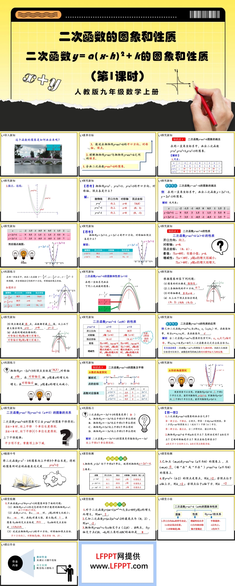 二次函数y=a（x-h）²+k的图象和性质 （第1课时）人教版数学九年级上册PPT课件含教案