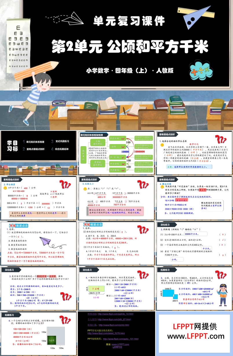 第二单元《公顷和平方千米》单元复习课件人教版四年级数学上册PPT课件含教案