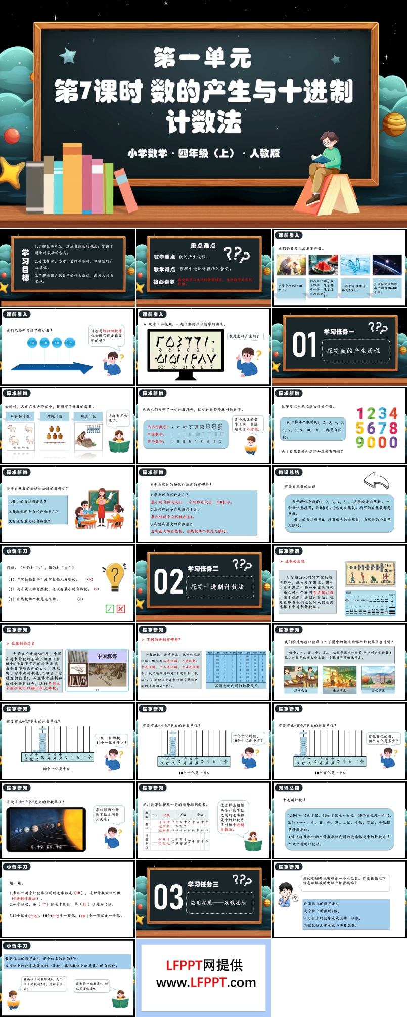 第一单元第07课时数的产生与十进制计数法人教版四年级数学上册PPT课件含教案