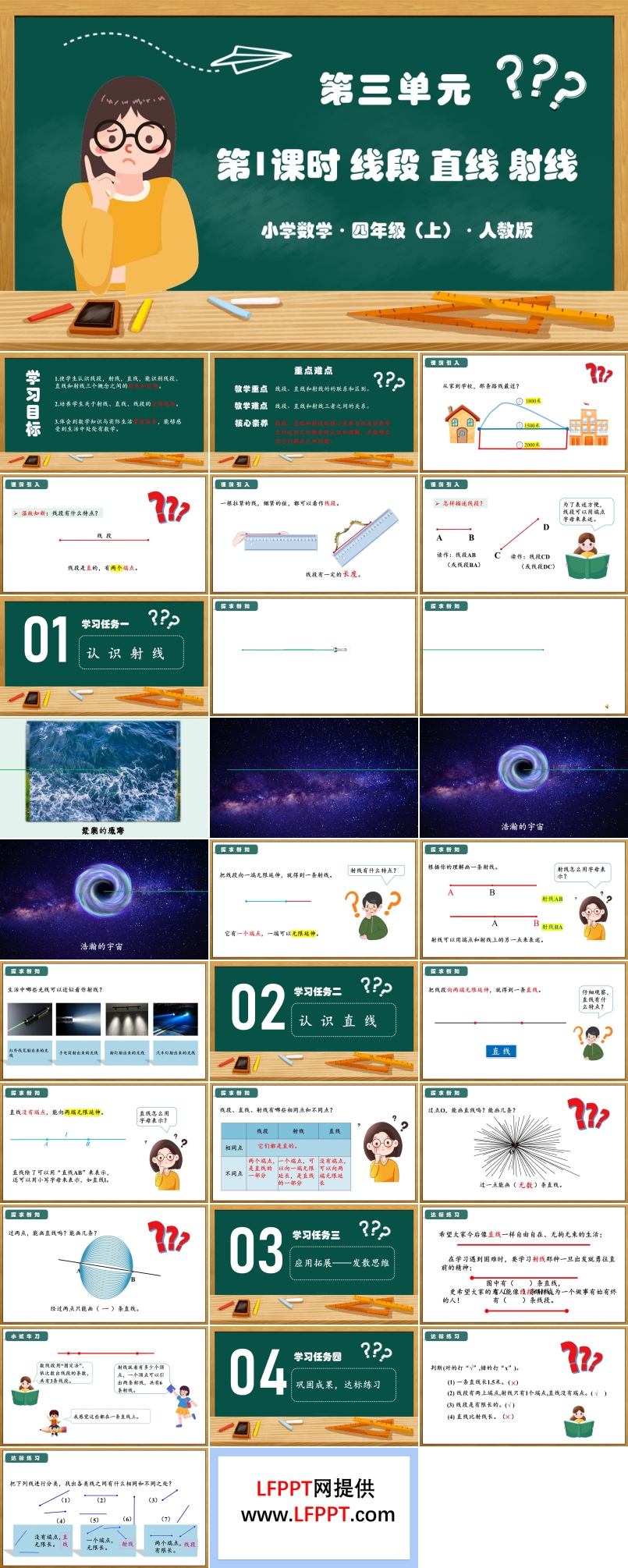 第三单元第01课时线段直线射线人教版四年级数学上册PPT课件含教案